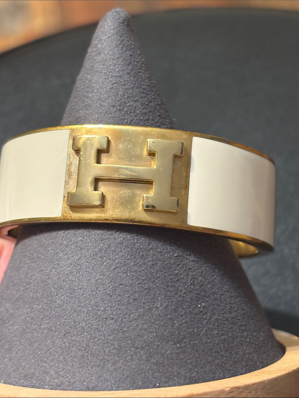 C. Wonder Gold and Cream H-Accent Enamel Cuff Bracelet